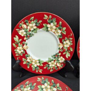 Splendor Excell Home Fashions Sakura Stoneware 6 1/4" Saucer Mistletoe Set of 4